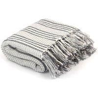 Throw Cotton Stripes 160x210 cm Grey and White