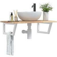 Basin Shelf Wall Mounted Steel and Solid Wood Acacia
