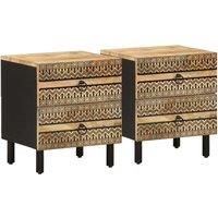 Bed Cabinets 2 pcs Black 40x33.5x46 cm Solid Rough Wood Mango