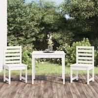 3 Piece Garden Bistro Set White Solid Wood Pine