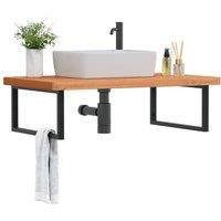 Basin Shelf Wall Mounted Steel and Solid Wood Beech