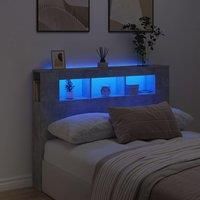 LED Headboard Concrete Grey 140x18.5x103.5 cm Engineered Wood