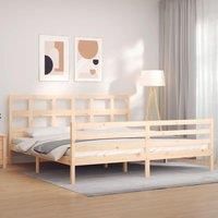Bed Frame with Headboard 200x200 cm Solid Wood