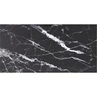 Table Top Black 100x50 cm 6mm Tempered Glass with Marble Design