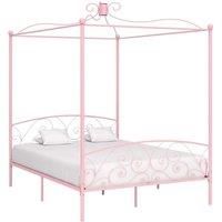 Canopy Bed Frame Pink Metal 160x200 cm
