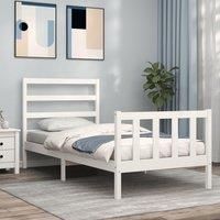 Bed Frame with Headboard White 90x200 cm Solid Wood
