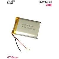 3.7V 2000mAh Lipo Polymer Lithium Rechargeable Battery + jst 1.25mm 2pin Plug 103450 For MP3 GPS