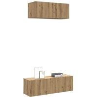 2 Piece TV Cabinet Set Wall-mounted Artisan Oak Engineered Wood