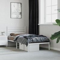 Metal Bed Frame with Headboard White 80x200 cm