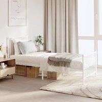 Metal Bed Frame with Headboard and Footboard White 75x190 cm Small Single