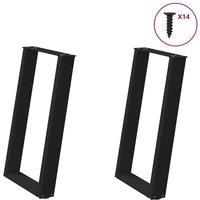 vidXL Dining Table Legs U-Shaped 2 pcs Black 60x(72-73) cm Steel