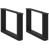 Coffee Table Legs U-Shaped 2 pcs Black 50x(30-31) cm Steel