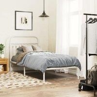 Metal Bed Frame without Mattress with Headboard White 90x200cm
