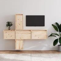 TV Cabinets 5 pcs Solid Wood Pine