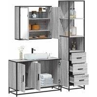3 Piece Bathroom Furniture Set Grey Sonoma Engineered Wood