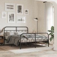 Metal Bed Frame without Mattress with Footboard Black 140x200cm