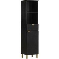Bathroom Cabinet Black 38x33x160 cm Solid Wood Mango