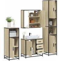 4Piece Bathroom Furniture SetSonoma Oak Engineered Wood