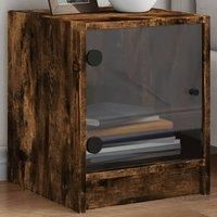 Bedside Cabinets with Glass Doors 2 pcs Smoked Oak 35x37x42 cm