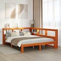 Bookcase Bed without Mattress Wax Brown 135x190 cm Solid Wood Pine