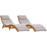 Sun Loungers with Cushions 2 pcs Taupe Solid Wood Acacia