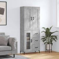 Highboard Concrete Grey 69.5x34x180 cm Engineered Wood