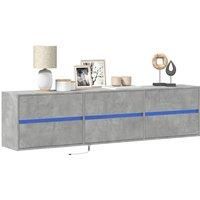TV Wall Cabinet with LED Concrete Grey 180x31x45 cm