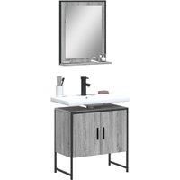 2 Piece Bathroom Cabinet Set Grey Sonoma Engineered Wood