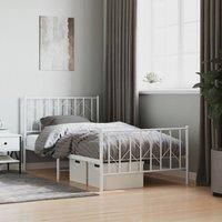 Metal Bed Frame without Mattress with FootboardWhite 100x190cm