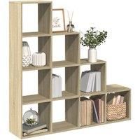 Room Divider Bookcase 4-Tier Sonoma Oak 131.5x29x131.5 cm Engineered Wood