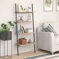 4-Tier Leaning Shelf Light Brown and Black 64x34x150.5 cm