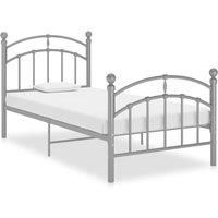 Bed Frame Grey Metal 100x200 cm