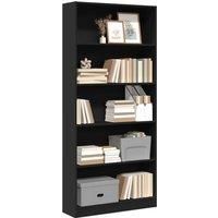 Bookcase Black 80x24x176 cm Engineered Wood