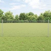 Welded Wire Fence with 11 U Posts Silver 0.8x25 m Steel