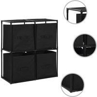 Storage Cabinet with 4 Fabric Baskets Black 63x30x71 cm Steel
