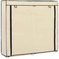 Shoe Cabinet with Cover Cream 115x28x110 cm Fabric