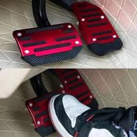 Universal Aluminum Automatic Transmission Car Pedal Cover Brake Fuel Gas Foot Pad Set Kit Pedals Red