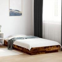 Bed Frame with LED Lights without Mattress Smoked Oak 90x200cm