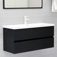 Sink Cabinet with Built-in Basin Black Engineered Wood