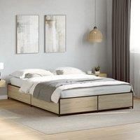 Bed Frame without Mattress Sonoma Oak 135x190 cm Double