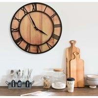 Wall Clock 39 cm Brown and Black MDF and Iron