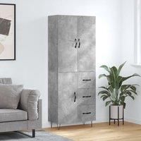 Highboard Concrete Grey 69.5x34x180 cm Engineered Wood