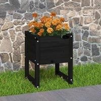 Planter Black 40x40x52.5 cm Solid Wood Pine