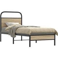 Bed Frame Without Mattress 75x190 cm Smoked Oak Engineered Wood