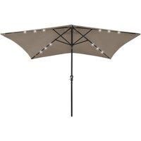 Parasol with LEDs and Steel Pole Taupe 2x3 m