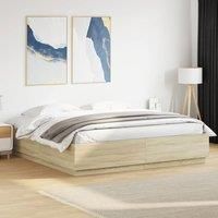 Bed Frame with LED without Mattress Sonoma Oak 180x200 cm Super King