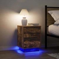 Bedside Cabinets with LED Lights2 pcs Smoked Oak 38x34x50 cm