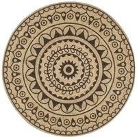 Handmade Rug Jute with Dark Brown Print 90 cm