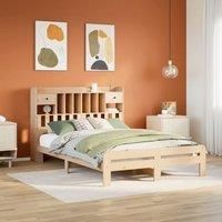 Bookcase Bed without Mattress 140x200 cm Solid Wood Pine