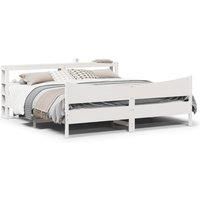 Bed Frame with Headboard White 200x200 cm Solid Wood Pine